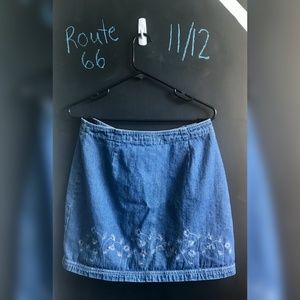 Denim Skirt with Embrodiery